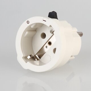 Gebro Schutzkontakt-Zwischenstecker mit Schiebeschalter, wei &ndash; 250V/16A, spannungsfrei schalten