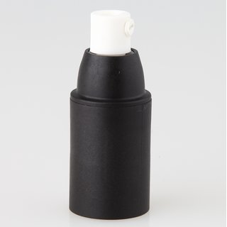 E14 Thermoplast Fassung schwarz Glattmantel mit Zugentlaster Kunststoff weiss