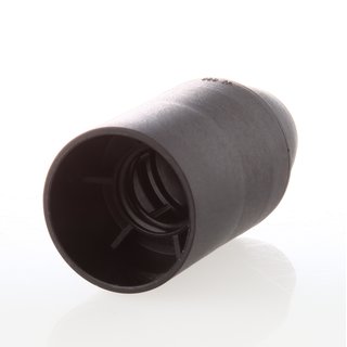 E14 Thermoplast Fassung schwarz Glattmantel mit Zugentlaster Quetschv. Kunststoff weiss