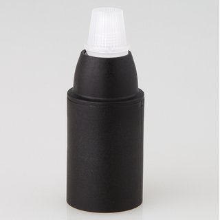 E14 Thermoplast Fassung schwarz Glattmantel mit Zugentlaster Quetschv. Kunststoff transparent