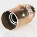 E14 Metall-Lampenfassung Premium vermessingt mit Zugentlaster, Glattmantel, M10x1 IG