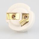 E14 Metall-Lampenfassung Premium vermessingt mit Zugentlaster, Glattmantel, M10x1 IG