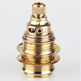 E14 Premium Metallfassung vermessingt mit Auengewinde Schraubringe Zugentlaster 3teilig