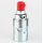 E14 Premium Metallfassung verchromt Glattmantel mit Zugentlaster Kunststoff rot