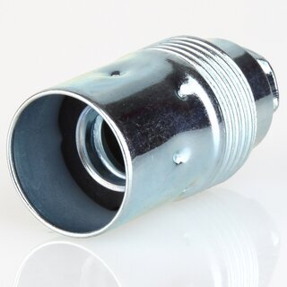 E14 Metall-Lampenfassung Premium verchromt mit Zugentlaster transparent, Glattmantel, M10x1 IG