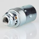 E14 Metall-Lampenfassung Premium verchromt mit Zugentlaster weiß, Glattmantel, M10x1 IG