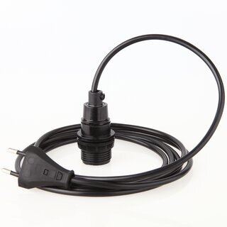PVC Lampenpendel E14 mit Bakelit-Fassung Teilgewindemantel & Schraubring, schwarz &ndash; Kabellnge whlbar 1-10 Meter