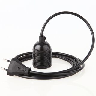 PVC Lampenpendel E27 mit Bakelit-Fassung Gewindemantel, schwarz &ndash; Kabellnge whlbar 1-10 Meter