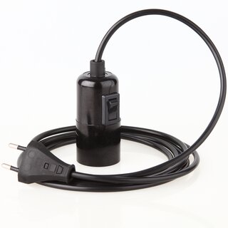 PVC Lampenpendel E27 mit Bakelit Glattmantel-Fassung und Schalter, schwarz &ndash; Kabellnge whlbar 1-10 Meter