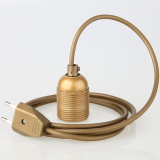 PVC Lampenpendel E27 mit Bakelit-Fassung, gold, Gewindemantel &ndash; Kabellnge whlbar 1-10 Meter