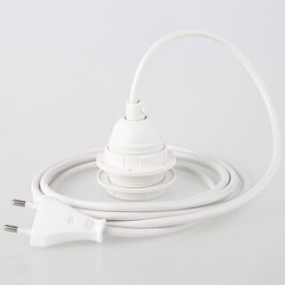 PVC Lampenpendel E27 mit Kunststoff-Fassung und Gewindemantel, wei &ndash; Kabellnge whlbar 1-10 Meter