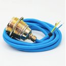 Textilkabel Lampenpendel blau mit E27 Metallfassung inkl....