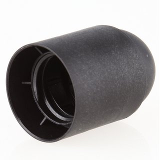 E27 Kunststoff Fassung schwarz ohne Außengewinde mit Zugentlaster schwarz