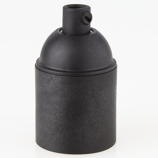 E27 Kunststoff Lampenfassung schwarz ohne Auengewinde mit Zugentlaster schwarz