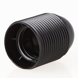 E27 Kunststoff Fassung schwarz ohne Auengewinde mit Zugentlaster wei