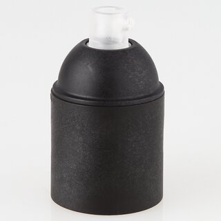 E27 Kunststoff Lampenfassung schwarz ohne Auengewinde mit Zugentlaster transparent