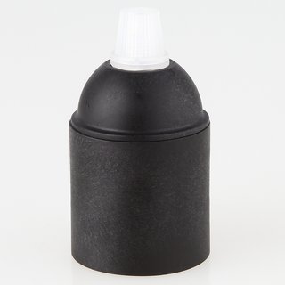 E27 Kunststoff Fassung schwarz ohne Außengewinde Zugentlaster Quetschv. transparent