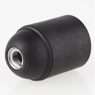 E27 Kunststoff Lampenfassung schwarz ohne Auengewinde mit Zugentlaster Quetschverbindung transparent