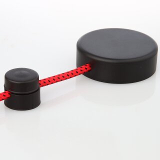 Lampen Distanz-Aufhänger „Affenschaukel“ mit Baldachin – Schwarz, Kunststoff, Umlenkung von Kabeln