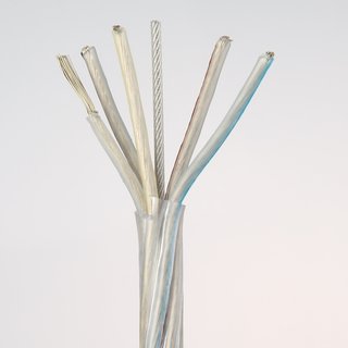 PVC Lampenkabel Rundkabel transparent 5-adrig, 5x0,75mm  mit Stahlseil