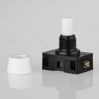 Lampen Einbau-Druckschalter wei &ndash; 1-polig, 250V/6A, 8 mm Achse, M10x1 Gewinde, InterBr
