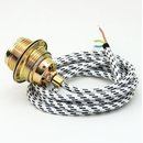 Textilkabel Lampenpendel schwarz-weiss E27 Metallfassung...
