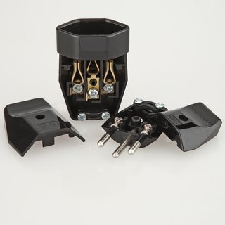 Schutzkontakt Kupplung und Stecker schwarz für die Schweiz 3-polig 10A/250V