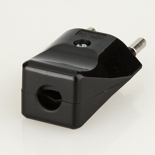 Schutzkontakt-Stecker & Kupplung Schweiz schwarz &ndash; Set &ndash; 250V/10A &ndash; mit Schraubkontakten und Zugentlastung