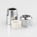 M10x1 Zugentlastung aus Metall verchromt 3-teilig mit Innengwinde und Klemmeinsatz