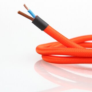 Textilkabel orange 2-adrig 2x0,75 Schlauchleitung textilummantelt