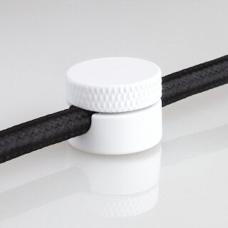 Lampen Distanz-Aufhänger „Affenschaukel“ – Messing weiß lackiert 20x4,3 mm, Metall, Umlenkung von Kabeln