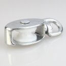 Umlenkrolle / Blockseilrolle 20 mm aus Zinkdruckguss, verzinkt – Nylonrolle, für Kabel bis Ø 6 mm