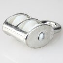 Doppelte Umlenkrolle / Blockseilrolle 20 mm aus Zinkdruckguss, verzinkt – Nylonrollen, für Kabel bis Ø 6 mm