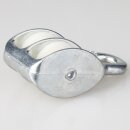 Doppelte Umlenkrolle / Blockseilrolle 25 mm aus Zinkdruckguss, verzinkt – Nylonrollen, für Kabel bis Ø 7 mm