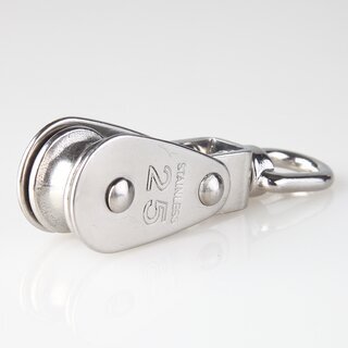 Umlenkrolle / Blockseilrolle Edelstahl  25 mm mit drehbarem Wirbel &ndash; fr Kabel und Seile bis  10 mm