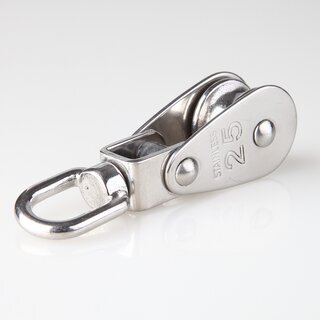 Umlenkrolle / Blockseilrolle Edelstahl  25 mm mit drehbarem Wirbel &ndash; fr Kabel und Seile bis  10 mm