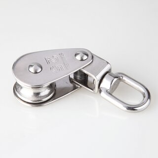 Umlenkrolle / Blockseilrolle Edelstahl  25 mm mit drehbarem Wirbel &ndash; fr Kabel und Seile bis  10 mm