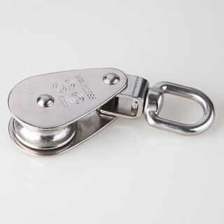 Umlenkrolle / Blockseilrolle Edelstahl  32 mm mit drehbarem Wirbel &ndash; fr Kabel und Seile bis  10 mm