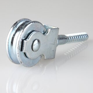Umlenkrolle / Vogelrolle Metall  30 mm mit Holzgewinde &ndash; fr Kabel und Seile bis  5 mm