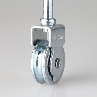 Umlenkrolle / Vogelrolle Metall  30 mm mit Holzgewinde &ndash; fr Kabel und Seile bis  5 mm
