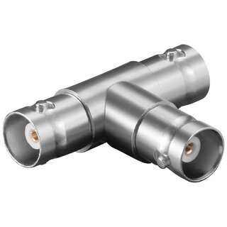 BNC T-Adapter BNC-Kupplung auf 2x BNC-Kupplung mit Goldkontakten