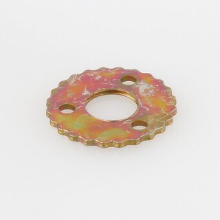 M10x1 Zackenscheibe ohne Ansatz  23x1,5 mm, Metall verzinkt, 3 Befestigungslcher