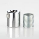 M13x1 Zugentlastung Klemmnippel, Metall Messing verchromt, mit Metall Außengewinde