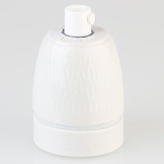 E27 Premium Porzellan-Lampenfassung glasiert, inkl. Kunststoff-Zugentlaster wei 250V/4A M10x1 IG