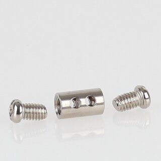 Messing Stahlseilhalter mit 2 Klemmschrauben, vernickelt, Ø 6 mm