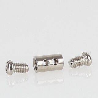 Messing Stahlseilhalter mit 2 Klemmschrauben, vernickelt,  6 mm