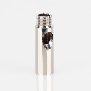 M10x1x7 mm Auengewinde Messing Verlngerung mit Kabelausgang, vernickelt,  12 mm
