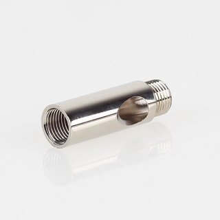 M10x1x7 mm Auengewinde Messing Verlngerung mit Kabelausgang, vernickelt,  12 mm