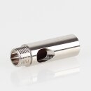 M10x1x7 mm Außengewinde Messing Verlängerung mit Kabelausgang, vernickelt, Ø 12 mm