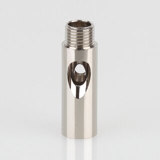 M10x1x7 mm Auengewinde Messing Verlngerung mit Kabelausgang und Seilauslass, vernickelt,  12 mm
